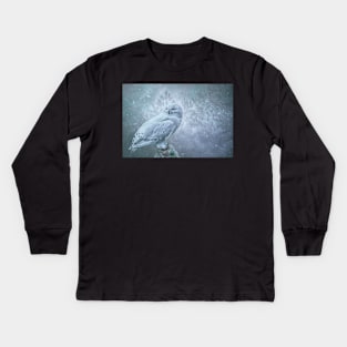 Snowy Owl in winter Kids Long Sleeve T-Shirt